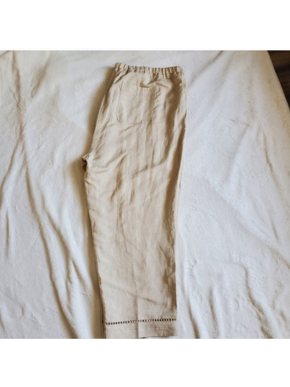 ​Laura Plus Size 24 Linen Blend Wide Leg Pants Beige Drawstring Lagenlook